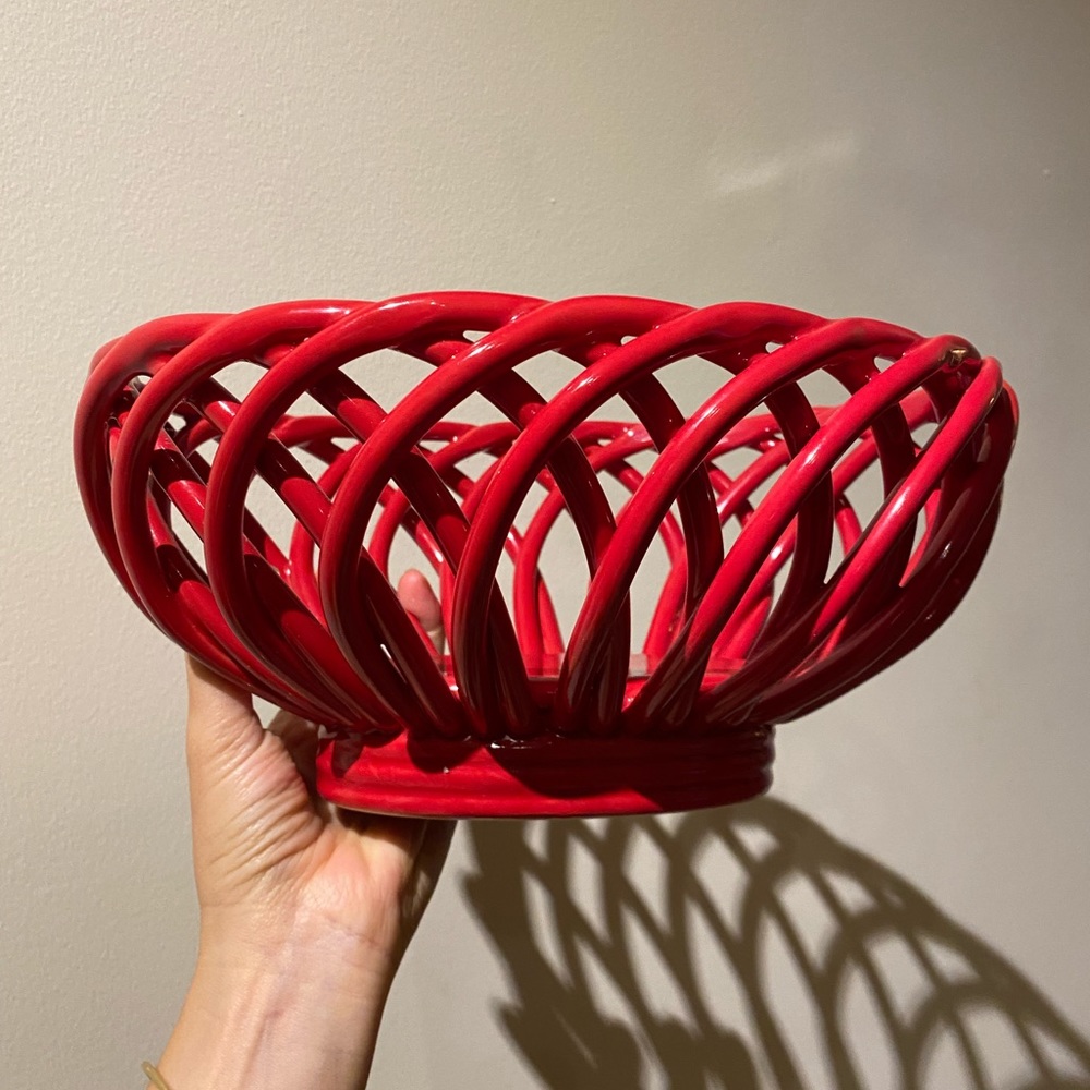 Eucalyptus Stonewear Red Woven Bowl | breadbasket